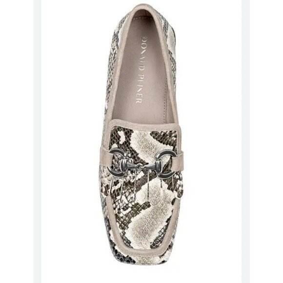 Donald Pliner Saeli Kiltie Bit Taupe Snakeskin Embossed Leather Loafer Sz 6.5 - Picture 1 of 9